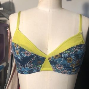 BCBG two tone neon green blue bralette M